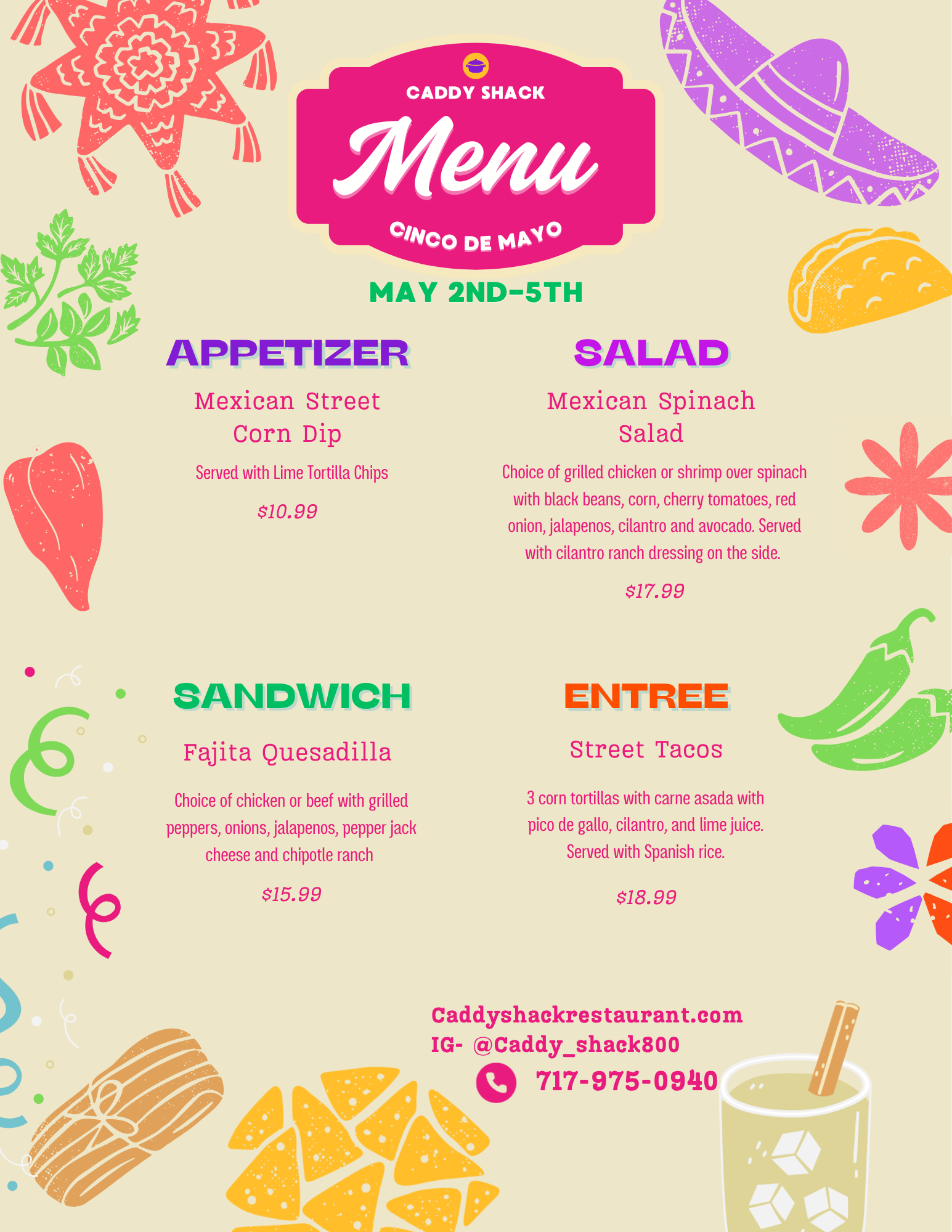 Cinco De Mayo Special Menu — May 2nd-5th