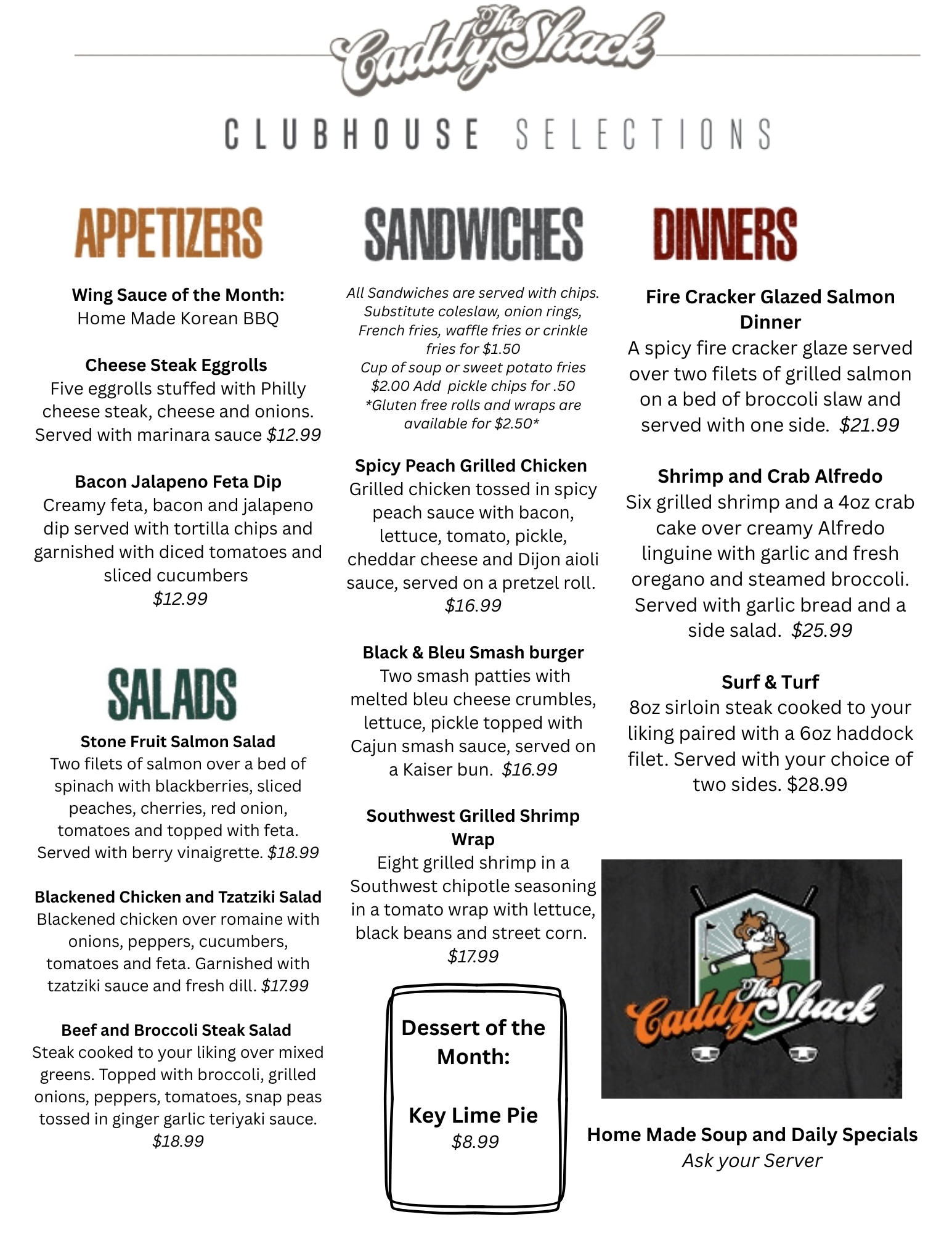 June Clubhouse Menu